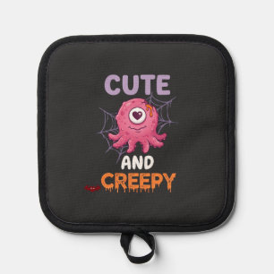 Cute Creepy Pink Monster Halloween Spider Web Bats Pot Holder