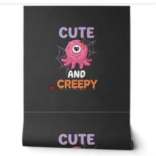 Cute Creepy Pink Monster Halloween Spider Web Bats Wallpaper