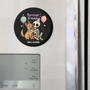 Cute Creepy Skeleton Hugging German Shepherd Dog F Magnet