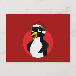 Cute crested penguin Christmas cartoon Postcard