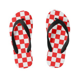 Cute Croatian Red and White Checkers Kid's Flip Flops