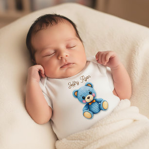 Cute Crochet Bear Personalized Baby Bodysuit