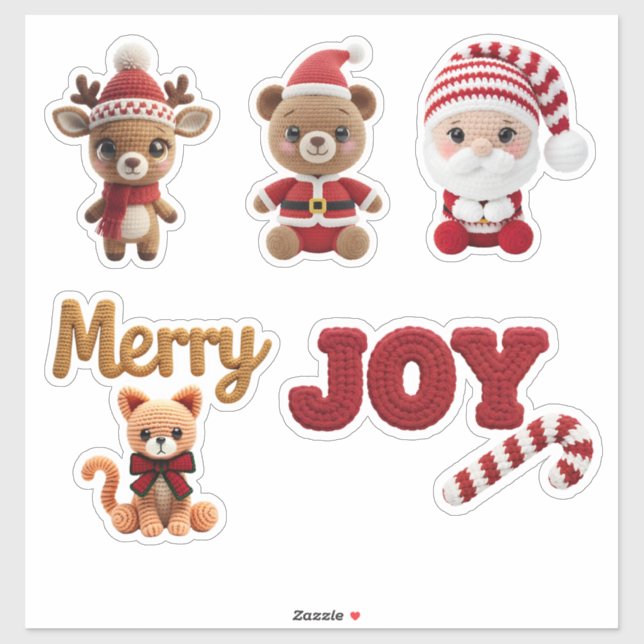 Cute Crochet Christmas Sticker Pack (Sheet)