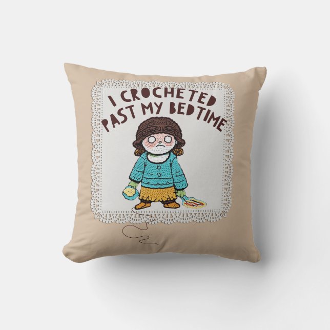 Cute Crochet Doll Yarn Doily  Cushion (Front)