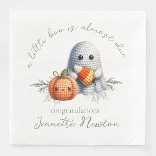 Cute Crochet Ghost Halloween Baby Shower Napkin