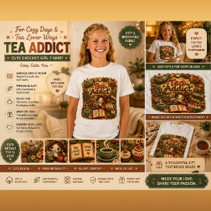 Cute Crochet Girl Enjoying Coffee Cosy Cottagecore T-Shirt