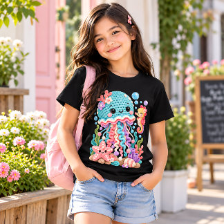 Cute Crochet Jellyfish Underwater Ocean T-Shirt