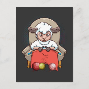 Cute Crochet Knitting Sheep Animal Lover Postcard