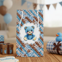 Cute Crochet Teddy Bear Blue and Brown