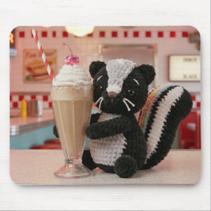 Cute Crocheted Skunk at Retro Diner Mouse Mat