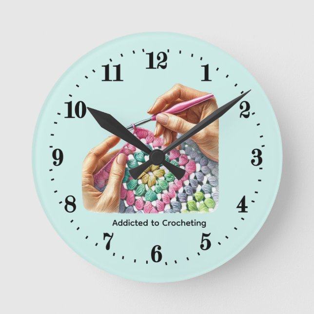 Cute Crocheting lovers needle yarn Round Clock (Front)