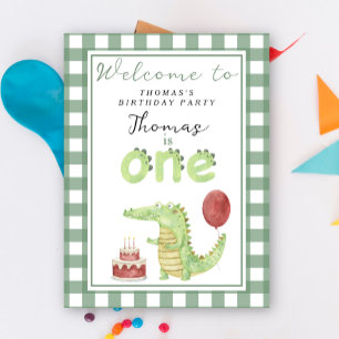 Cute Crocodile 1st Birthday Party  Poster