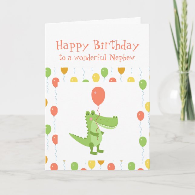 Cute Crocodile Animal Great Grandson Kids Birthday Card (Front)
