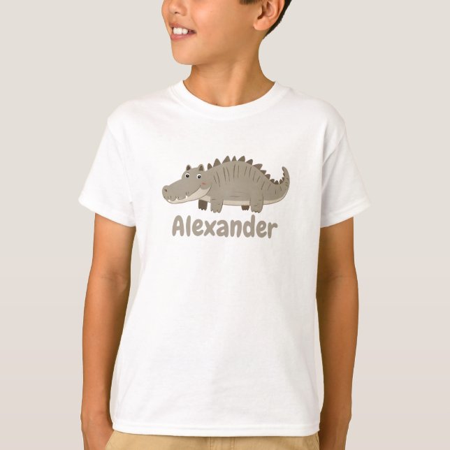 Cute Crocodile Boys Name personalizable T-Shirt (Front)