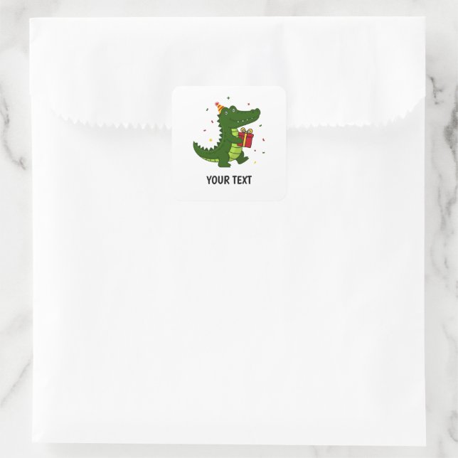 Cute Crocodile Gift Square Sticker (Bag)