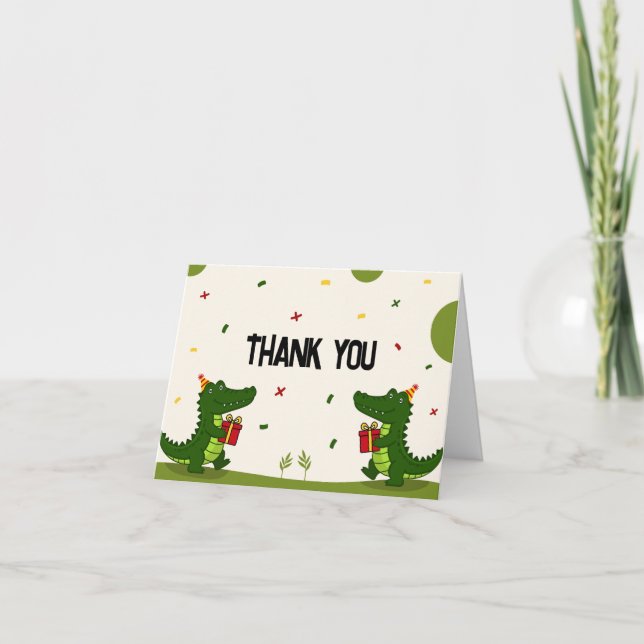 Cute Crocodile Gift Thank You Card (Front)