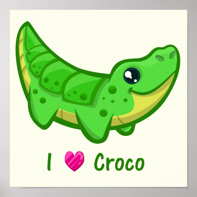 Cute crocodile love kawaii cartoon baby poster (Front)