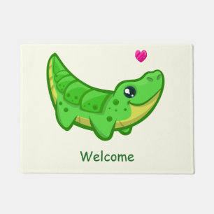 Cute crocodile love kawaii cartoon doormat