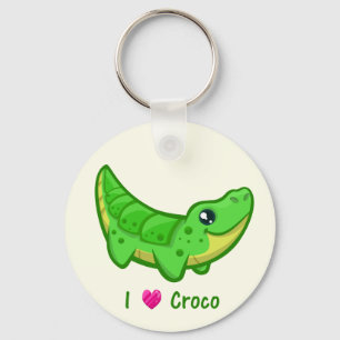 Cute crocodile love kawaii cartoon key ring