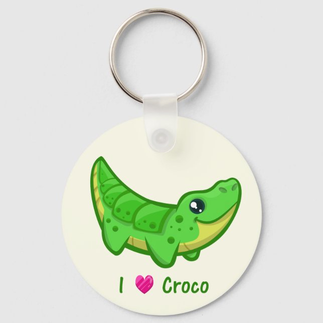 Cute crocodile love kawaii cartoon key ring (Front)