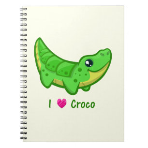 Cute crocodile love kawaii cartoon kids notebook