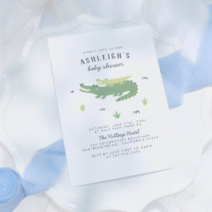 Cute Crocodile   Modern Baby Boy Baby Shower Invitation