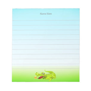 Cute Crocodile on Light Blue Lined Notepad
