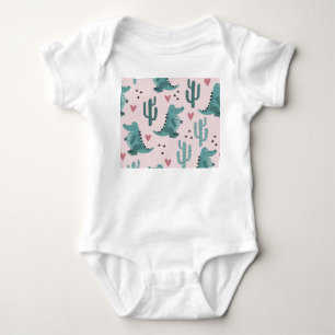 Cute crocodile, vintage alligator pattern. baby bodysuit