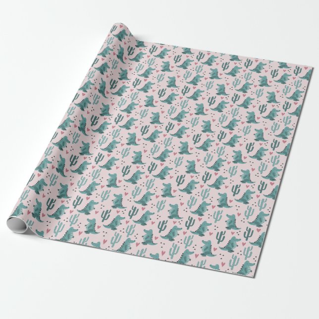 Cute crocodile, vintage alligator pattern. wrapping paper (Unrolled)