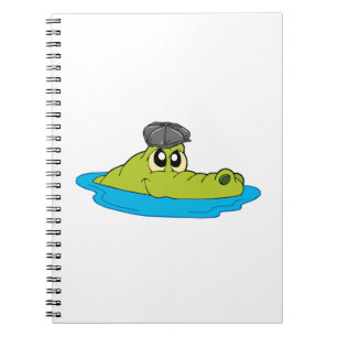 Cute Crocodile with Newsboy Cap - Funny Cartoon Notebook