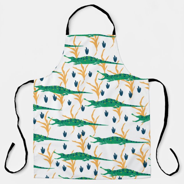 Cute crocodiles seamless pattern. Cartoon animals. Apron (Front)