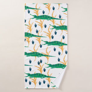 Cute crocodiles seamless pattern. Cartoon animals. Bath Towel