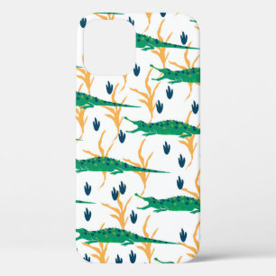 Cute crocodiles seamless pattern. Cartoon animals. iPhone 12 Case