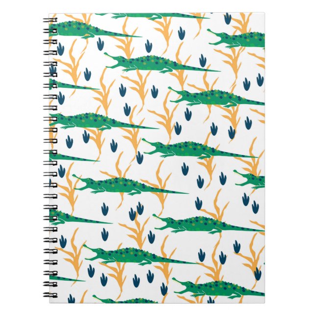 Cute crocodiles seamless pattern. Cartoon animals. Notebook (Front)
