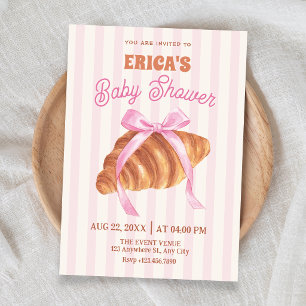 Cute Croissant bow baby shower Invitation