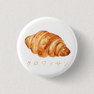 Cute Croissant Japanese Text Design 3 Cm Round Badge