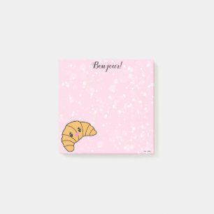 Cute Croissant Pink Sugar Bonjour Paris Kawaii Post-it Notes