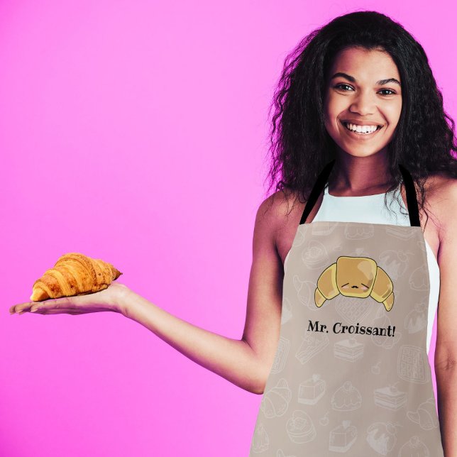Cute Croissant with moustache Apron (Creator Uploaded)
