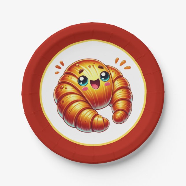 Cute  croissants lovers serving paper plate (Front)