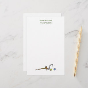Cute Croquet Hand-Drawn Mallets Preppy Boho Chic Stationery