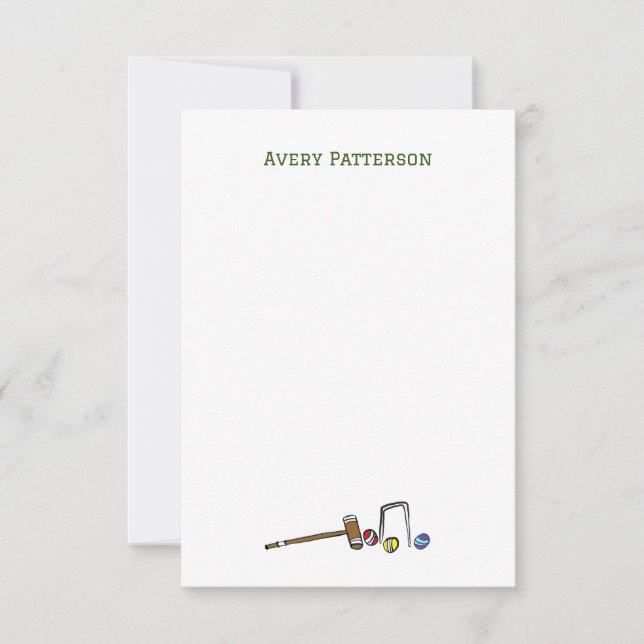 Cute Croquet Hand-Illustrated Preppy Boho Chic Card (Front)