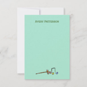 Cute Croquet Hand-Illustrated Preppy Green Card