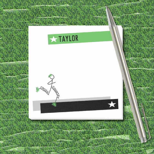 Cute Cross Country Grass Runner Personalised Post-it Notes (Depiction of Post-it Notes)
