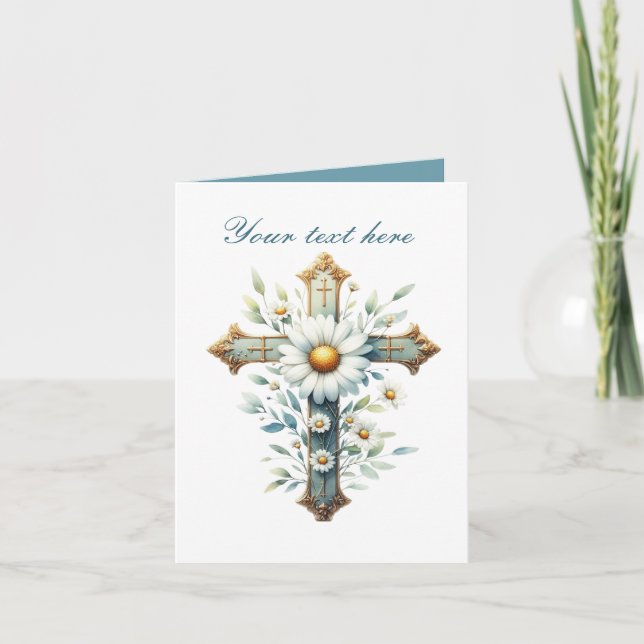 Cute Cross with roses customisable Card  (Front)