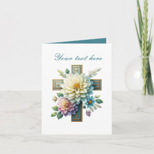 Cute Cross with roses customisable Card