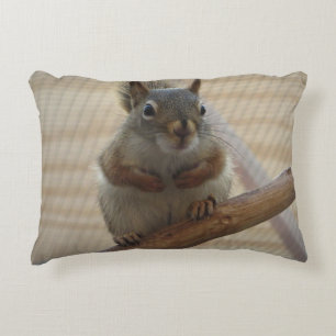 Cute Crouching Squirrel on Branch Decorative Cushion