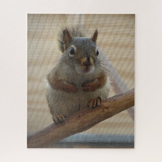 Cute Crouching Squirrel on Branch Jigsaw Puzzle (Vertical)