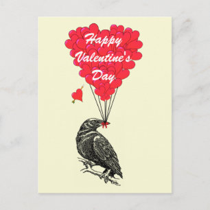 Cute crow gothic Valentines Holiday Postcard