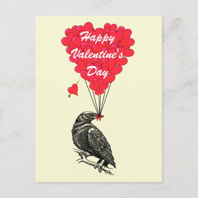 Cute crow gothic Valentines Holiday Postcard (Front)