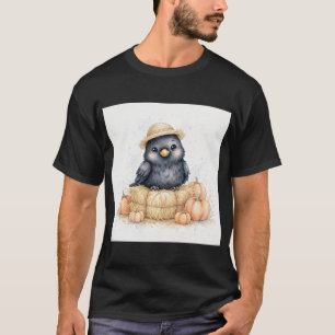 Cute Crow Straw Hat Harvest T-Shirt